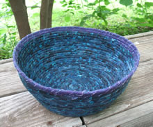 blue and purple fabric bowl